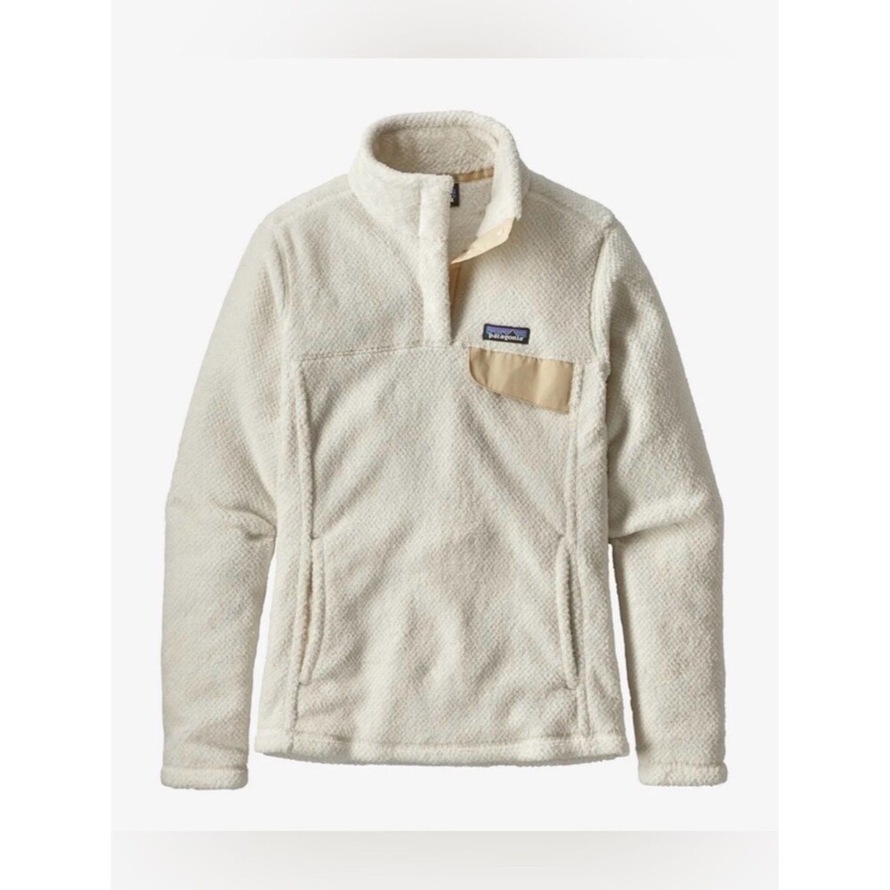 PATAGONIA Re-Tool Retro T-Snap Pullover Fleece Jacket Off-White Cream Size Small